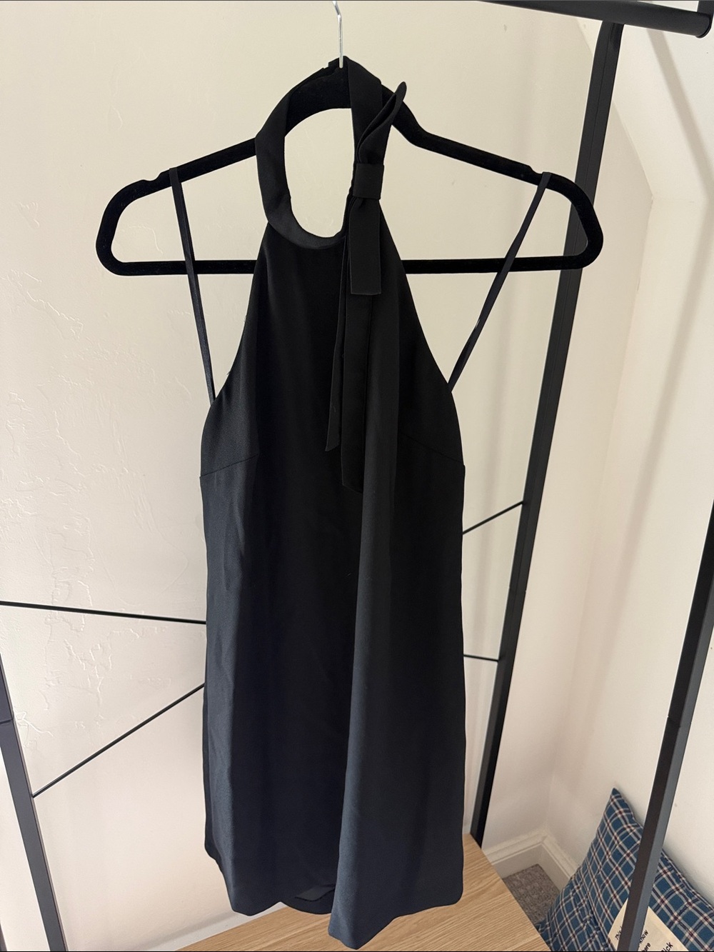 Club Monaco Black Halter Tie-Neck Mini Dress